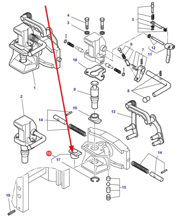 Oryginalna element tylnego zaczepu o numerze katalogowym 3903264M91, stosowana w ciągnikach rolniczych marki Massey Ferguson schemat.