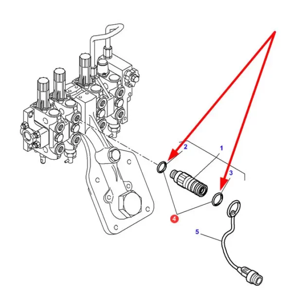 Originalny zestaw uszczelniaczy szybkozłącza hydraulicznego o numerze katalogowym 3905589M91, stosowany w ciągnikach rolniczych marki Massey Ferguson oraz Challenger schemat