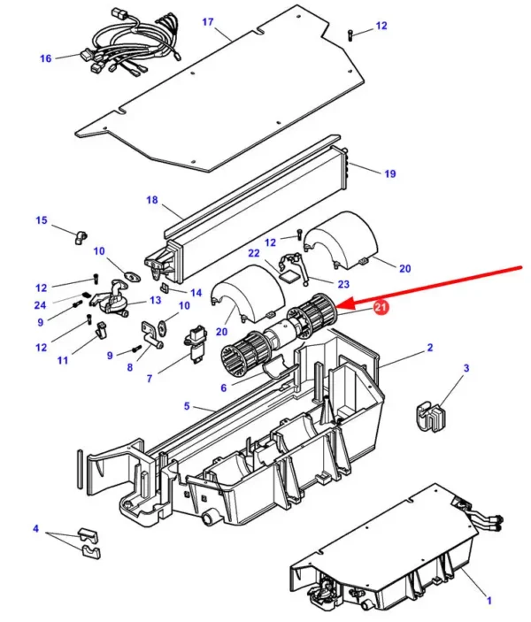 Oryginalny silnik elektryczny, stosowany w ciągnikach rolniczych marki Massey Ferguson oraz Challenger. schemat