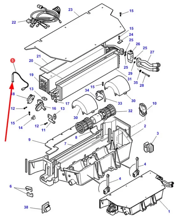 Oryginalny czujnik temperatury powietrza, stosowany w ciągnikach rolniczych marki Massey Ferguson i Challenger. schemat