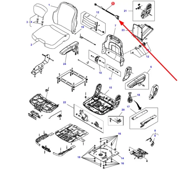 Oryginalna wiązka elektryczna siedzenia operatora, stosowana w ciągnikach rolniczych marek Challenger i Massey Ferguson schemat
