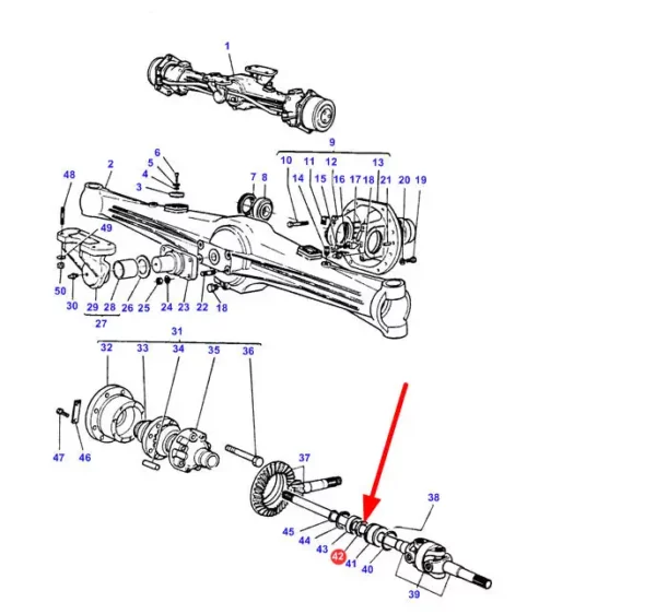 Oryginalny pierścień simering mechanizmu różnicowego o wymiarach 40 x 55 x 7 mm i numerze katalogowym 392107X1, stosowany w ciągnikach rolniczych marki Massey Ferguson schemat.