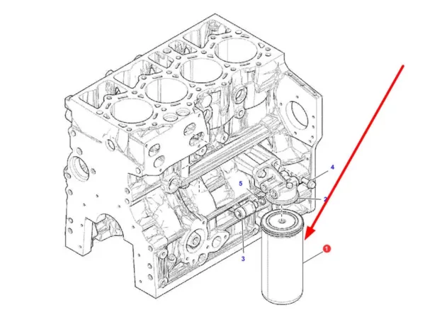 Oryginalny filtr paliwa silnika puszkowy o numerze katalogowym 3972869M1, stosowany w ładowarkach teleskopowych marki Massey Ferguson. schemat