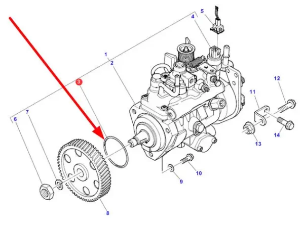 Oryginany pierścień oring o wymiarach 67 x 2,5 mm, numerze katalogowym 4222834M1, o zastosowaniu w ciągnikach i ładowaczach czołowych marek Challenger, Valtra oraz Massey Ferguson schemat.