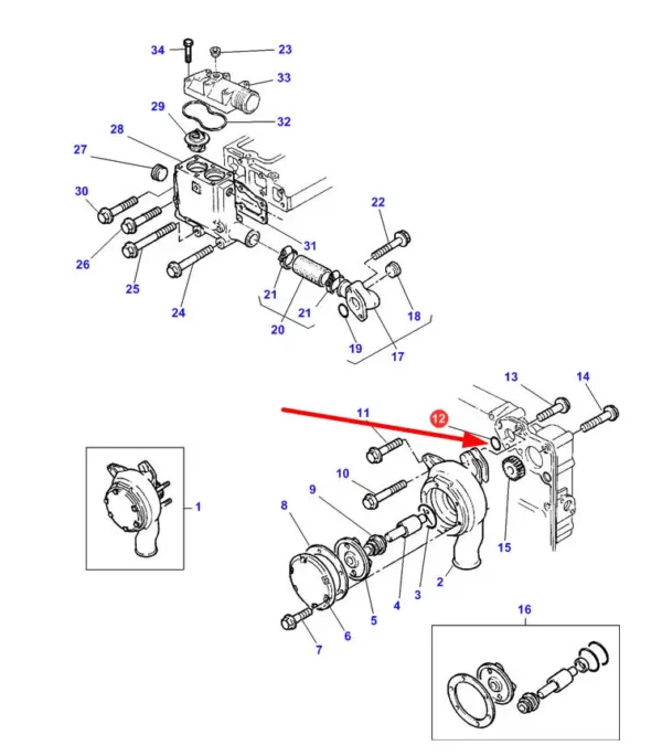 Oryginalny pierścień oring o wymiarach 44,6 x 2,4 mm, stosowany w ciągnikach rolniczych marki Massey Ferguson. schemat