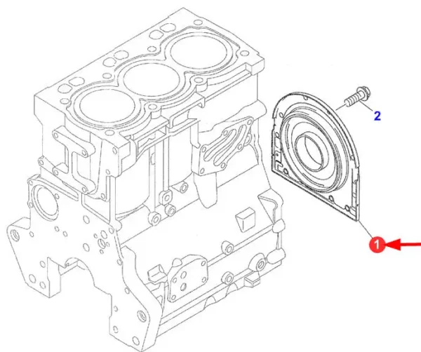 Oryginalna obudowa tylnej uszczelki oleju o numerze katalogowym 4224762M1, stosowana w maszynach rolniczych marek Massey Ferguson oraz Valtra- schemat.