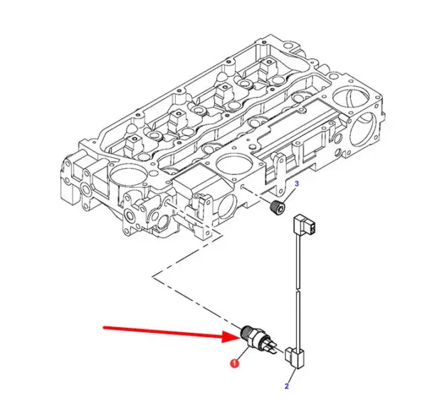 Oryginalny czujnik temperatury, stosowany w ciągnikach rolniczych marki Massey Ferguson. schemat