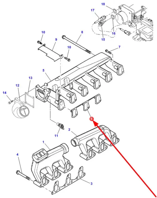 Oryginalna uszczelka kolektora ssącego o numerze katalogowym 4224967M1, stosowana w ciągnikach rolniczych marki Massey Ferguson schemat.