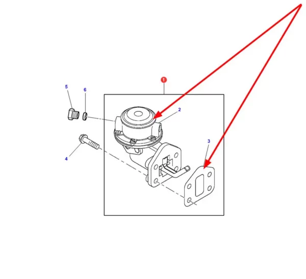 Oryginalna pompka zasilająca paliwa o numerze katalogowym 4225162M1, stosowana w ciągnikach rolniczych marki Massey Ferguson schemat.