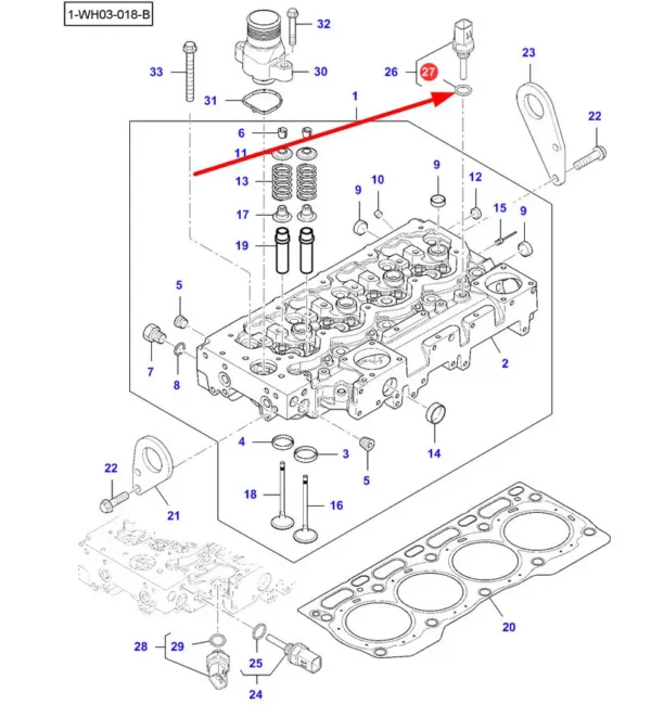 Oryginalna pierścień oring, uszczelniający sensor, stosowana w ciągnikach rolniczych marki Massey Ferguson. schemat