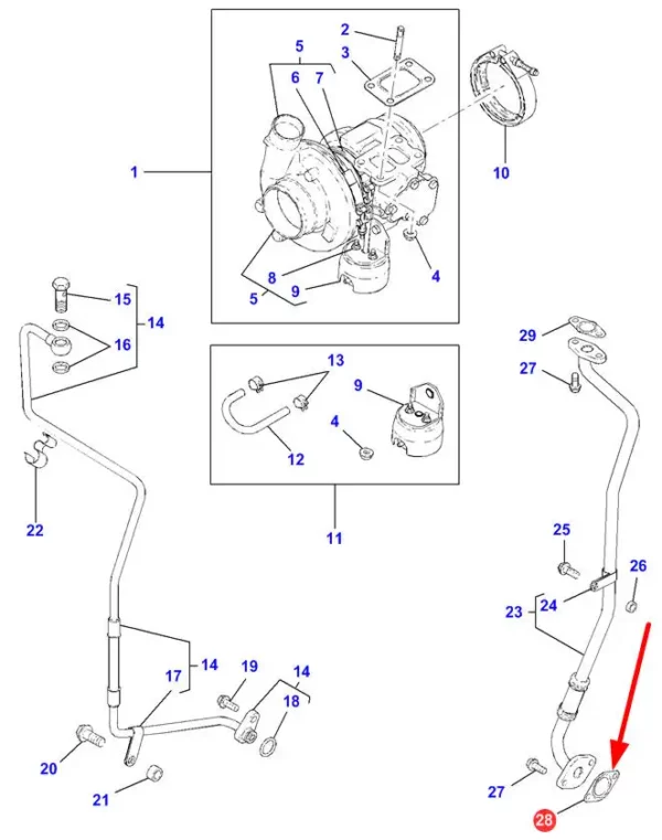 Oryginalna uszczelka stosowana w ciągnikach marki Massey Ferguson schemat.