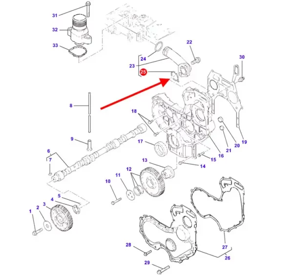 Oryginalna uszczelka łącznika, stosowana w maszynach rolniczych marki Massey Ferguson. schemat