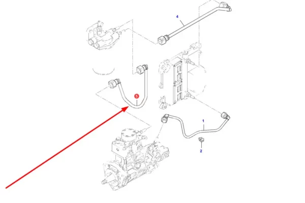 Oryginalny przewód paliwa, stosowany w ciągnikach marki Massey ferguson schemat.