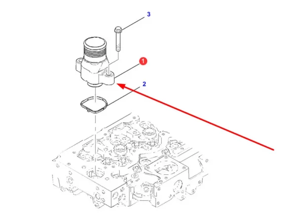 Oryginalny termostat z obudową o numerze katalogowym 4227384M1, stosowany w ładowarkach teleskopowych marki Massey Ferguson. schemat