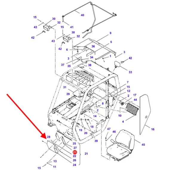 Oryginalny filtr kabiny, stosowany w ładowaczach marki Massey Ferguson. schemat