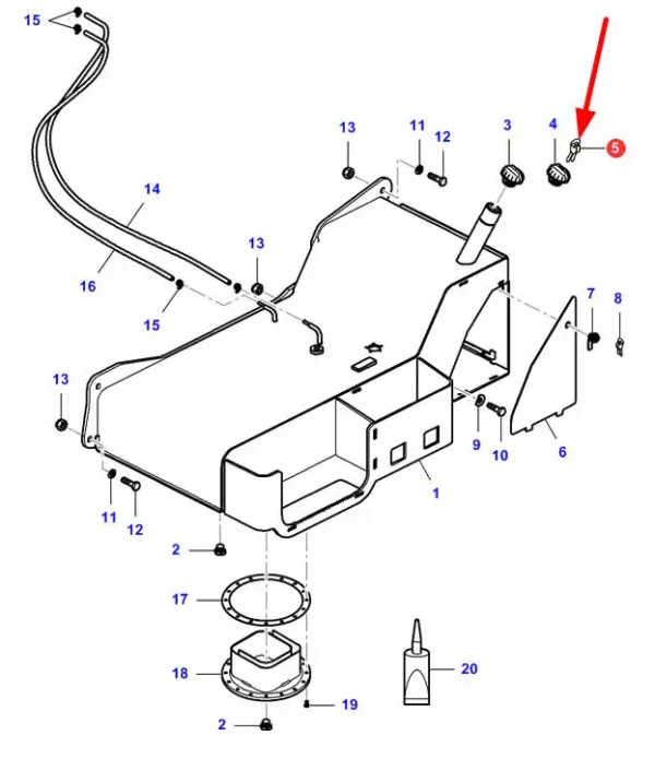 Oryginalne klucze zbiornika paliwa o numerze katalogowym 4236621M1, stosowane w ładowaczach teleskopowych marki Massey Ferguson schemat.