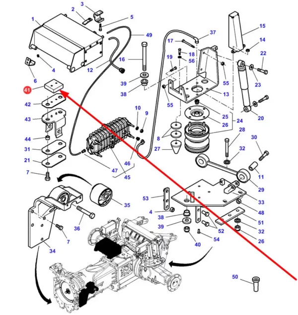 Oryginalna uszczelka mocowania kabiny o numerze katalogowym 4271078M1, stosowana w ciągnikach rolniczych marek Massey Ferguson, Challenger schemat.