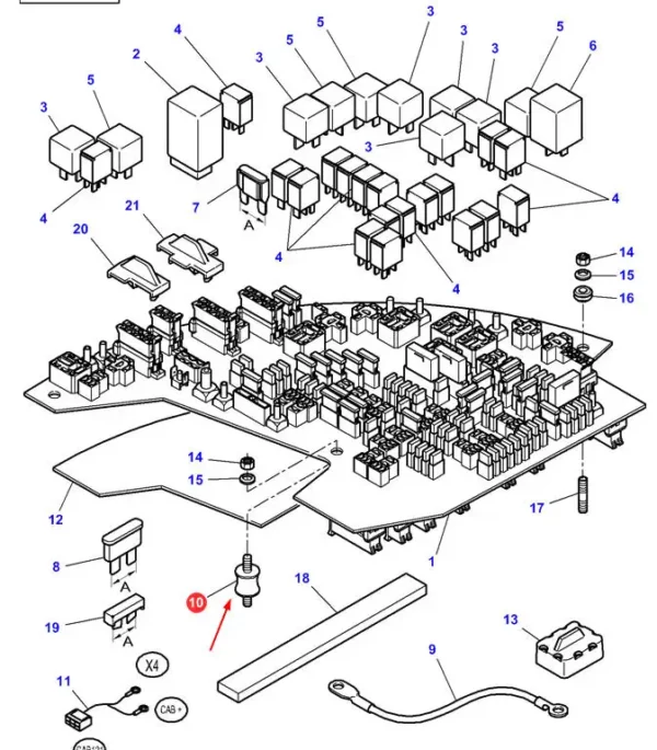 Oryginalny amortyzator matalowo-gumowy o rozmiarze gwintu M6 i numerze katalogowym 4271913M1, stosowany w ciągnikach rolniczych marki Massey Ferguson schemat 1