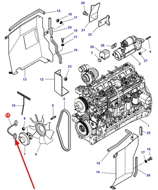 Oryginalny przewód elektryczny sprzęgła Visco o numerze katalogowym 4272811M4, stosowany w ciągnikach marek Challenger oraz Massey Ferguson schemat.