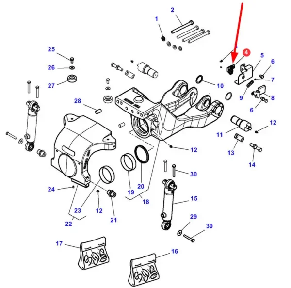 Oryginalny potencjometr ELOBAU 424A17A050 o numerze katalogowym 4274087M1, stosowany w ciągnikach rolniczych marki Massey Ferguson schemat.