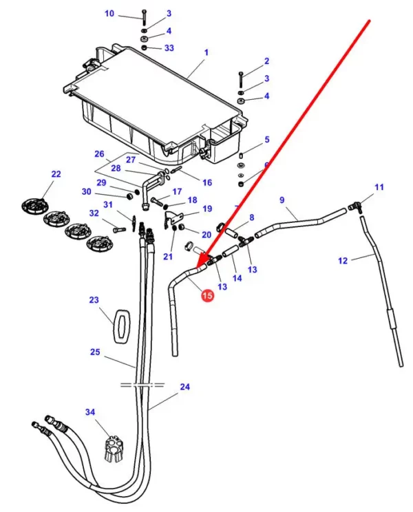 Oryginalny przewód klimatyzacji o numerze katalogowym 4276800M1, stosowany w ciągnikach rolniczych marki Massey Ferguson schemat.