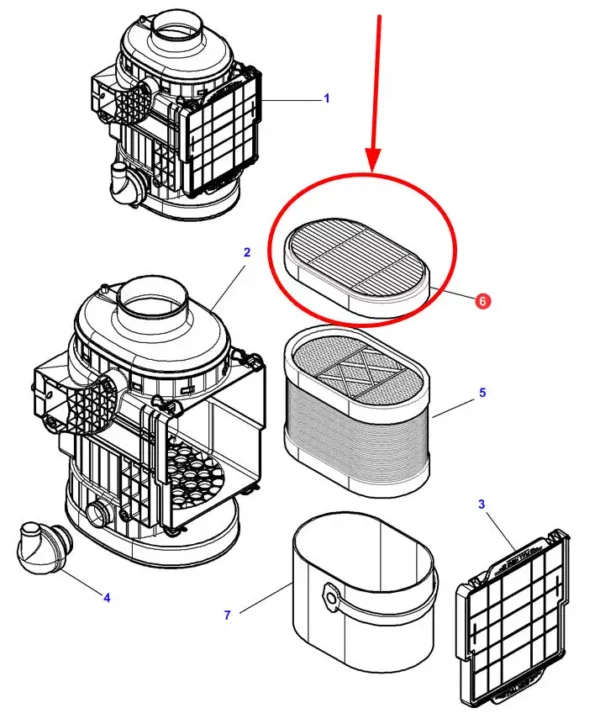 Oryginalny filtr powietrza wewnętrzny firmy Agco stosowany w maszynach marki Massey Ferguson schemat