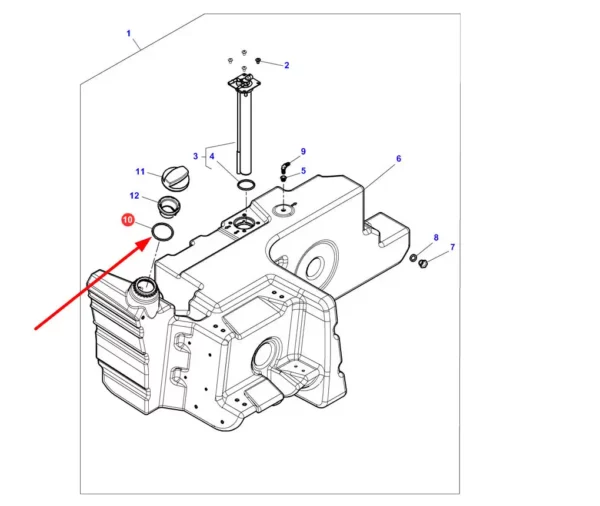 Oryginalny pierścień uszczelniający oring korka wlewu o numerze katalogowym 4288986M1, stosowany w ciągnikach rolniczych marek Massey Ferguson, Challenger i Valtra. schemat