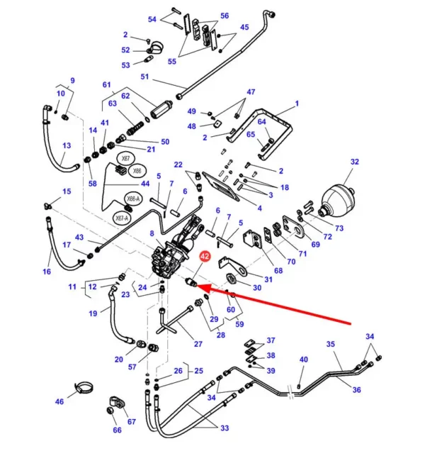 Oryginalny czujnik hamulca ręczego o numerze katalogowym 4289997M1 stosowany w ciągnikach rolniczych marki Valtra, Massey Ferguson oraz Challenger schemat.