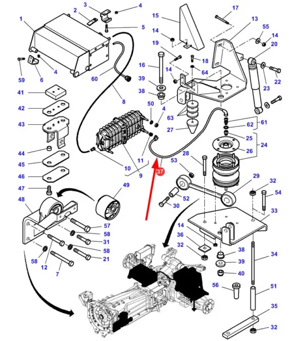 Oryginalny przewód hydrauliczny, stosowany w ciągnikach rolniczych marki Massey Ferguson. schemat