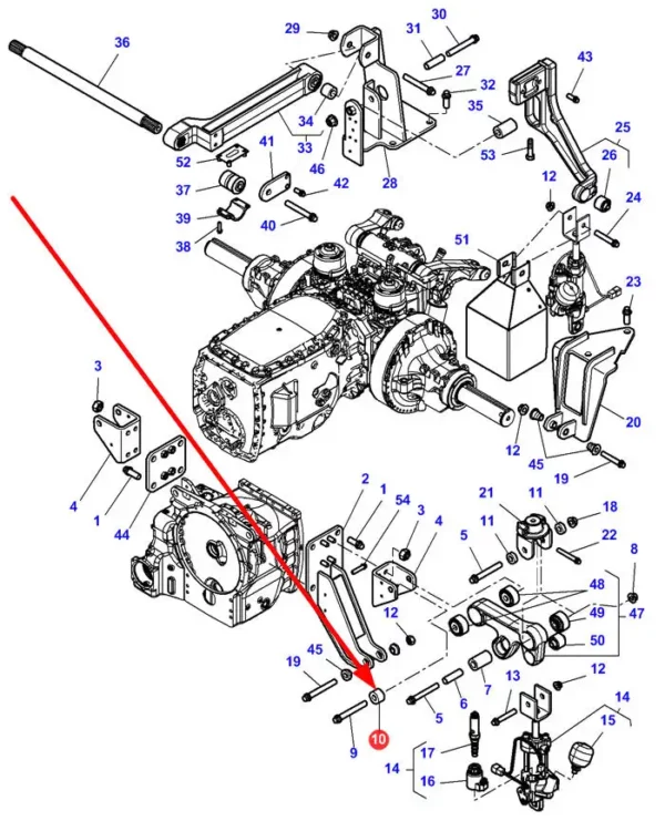 Oryginalna tuleja mocowania kabiny o wymiarach 22/40 x 25 mm i numerze katalogowym 4291273M2, stosowana w ciągnikach rolniczych marek Massey Ferguson, Valtra, Challenger schemat.