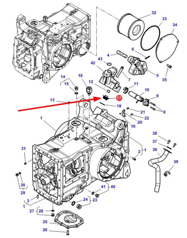 Oryginalny korek zatyczka do skrzyni biegów ciągników marki Massey Ferguson i Valtra schemat.