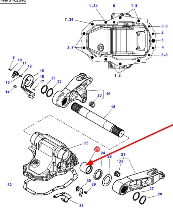 Oryginalna tuleja ramienia podnośnika o wymiarach R81 x 76 mm, numerze katalogowym 4302153M1, o zastosowaniu w ciągnikach marki Massey Ferguson schemat