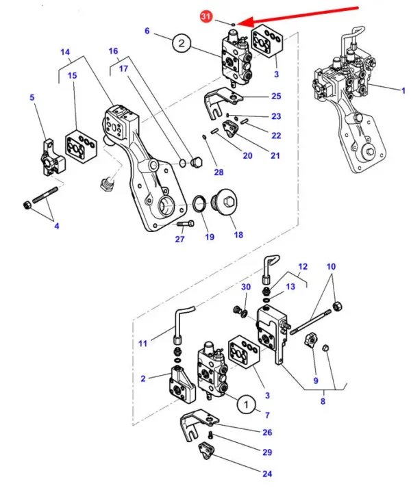 Oryginalna uszczelka układu hydraulicznego o numerze katalogowym 4303750M1, stosowana w ciągnikach rolniczych  marek Challenger oraz Massey Ferguson schemat.