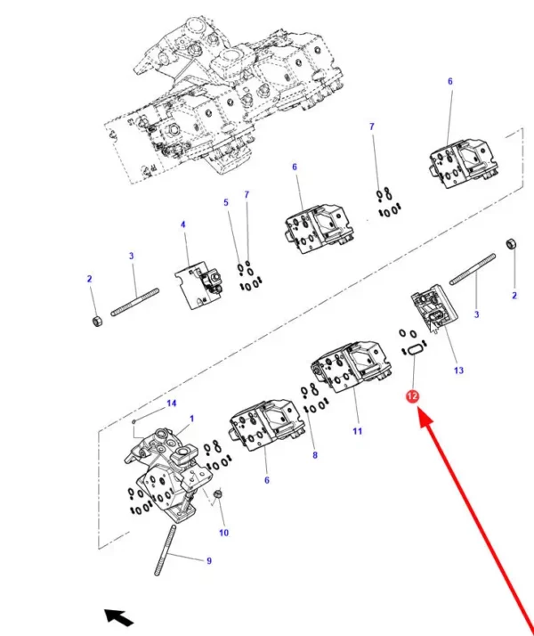 Oryginalny pierścień oring płytek elektrozaworów o numerze katalogowym 4304630M1, stosowany w ciągnikach rolniczych marek Massey Ferguson i Challenger. schemat