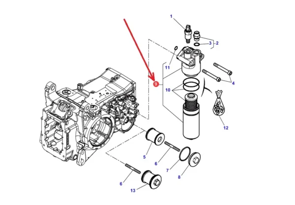 Oryginalny, kompletny filtr oleju hydrauliki o numerze katalogowym 4306924M1, stosowany w ciągnikach rolniczych marki Massey Ferguson. schemat