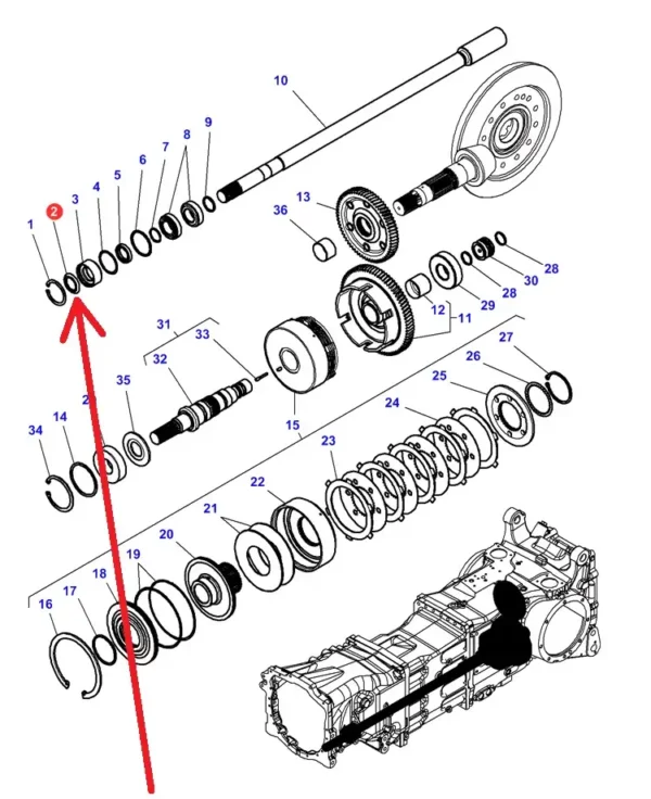 Oryginalny uszczelniacz wału sprzęgła przedniego napędu o numerze katalogowym 4307415M1, stosowany w ciągnikach rolniczych marki Massey Ferguson schemat.