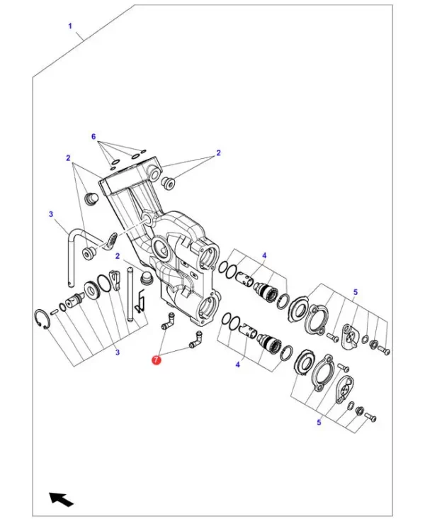 Oryginalny łącznik sprzęgu hydraulicznego o numerze katalogowym 4307926M11, stosowany w ciągnikach rolniczych marek Challenger oraz Massey Ferguson schemat