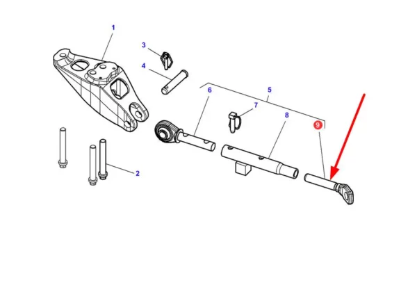 Oryginalny element stabilizatora o numerze katalogowym 4309694M1, stosowany w ciągnikach marki Masey Ferguson schemat.