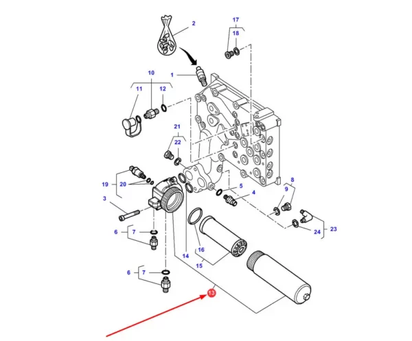 Oryginalny, kompletny filtr oleju hydrauliki o numerze katalogowym 4312616M1, stosowany w ciągnikach rolniczych marek Challenger i Massey Ferguson.-schemat