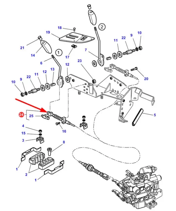 Oryginalna linka układu hydraulicznego o numerze katalogowym 4351673M1, stosowana w ciągnikach rolniczych marki Massey Ferguson schemat.