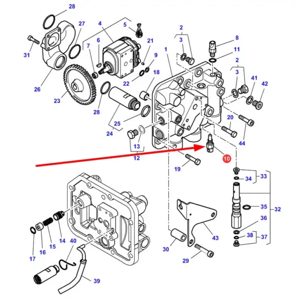 Oryginalny czujnik temperatury oleju, stosowany w układzie hydraulicznym ciągników marki Massey Ferguson schemat.