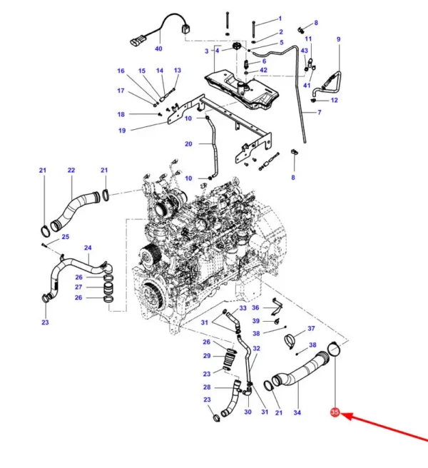 Oryginalna opaska zaciskowa 90-110 mm o numerze katalogowym 4374645M1, stosowane ciągnikach rolniczych marek Massey Ferguson oraz Challenger.-schemat