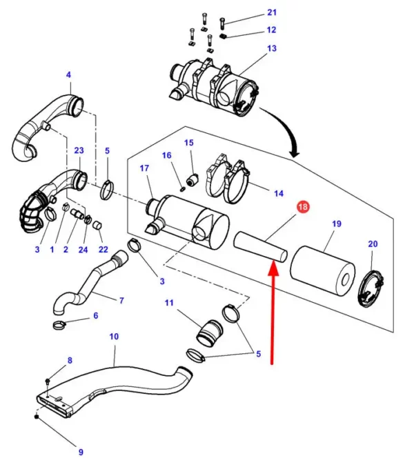 Oryginalny filtr powietrza wewnętrzny firmy Agco stosowany w maszynach marki Massey Ferguson, John Deere schemat