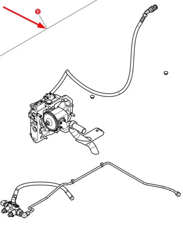 Oryginalne hydrauliczne hamulce przyczepy-doposażenie o numerze katalogowym 4384398M12, stosowane w ciągnikach rolniczych marek Challenger oraz Massey Ferguson schemat.