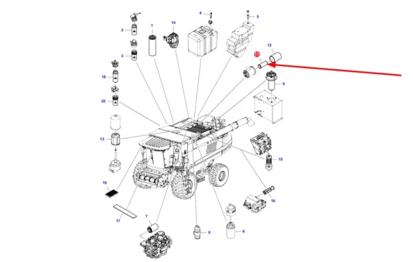 Oryginalny filtr  powietrza wewnętrzny o numerze katalogowym 6237222M1, stosowany w kombajnach zbożowych marek Massey Ferguson, Fendt i Challenger. schemat