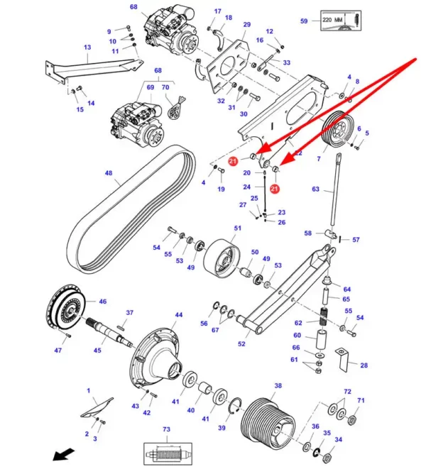 Oryginalna tuleja pompy hydrostatu o wymiarach 35 x 39 x 20 i numerze katalogowym 6247452M1, stosowana w kombajnach zbożowych marki Massey Ferguson oraz Fendt schemat.