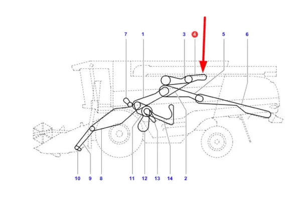 Oryginalny pasek klinowy zespolony napędu pompy hydrostatu o wymiarze 4B x 2096 stosowany w kombajnach zbożowych marki Challenger, Fendt i Massey Ferguson schemat