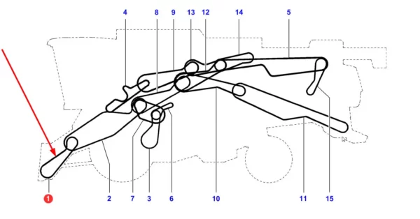 Oryginalny pas klinowy zespolony napędu przenośnika pochyłego, stosowany w kombajnach marek Challenger, Fendt i Massey Ferguson schemat