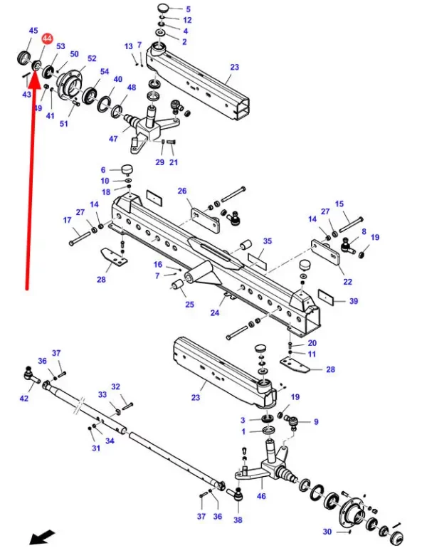 Oryginalna nakrętka koronkowa M40 o numerze katalogowym 6248390M1, stosowana w kombajnach marek Challenger, Fendt oraz Massey Ferguson schemat.