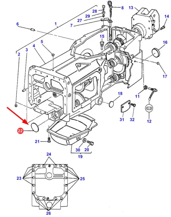 Oryginalna pokrywa metalowa, stosowana w ciągnikach rolniczych marki Massey Ferguson.